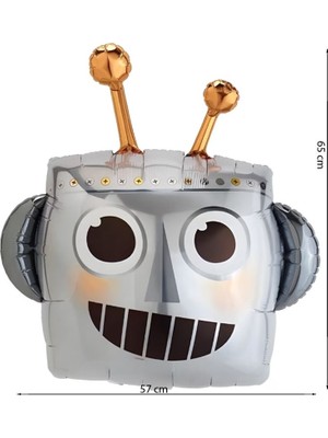 Pandoli Retro Party Teneke Robot Kafası Şekilli Folyo Balon 57X65 cm 1 Adet
