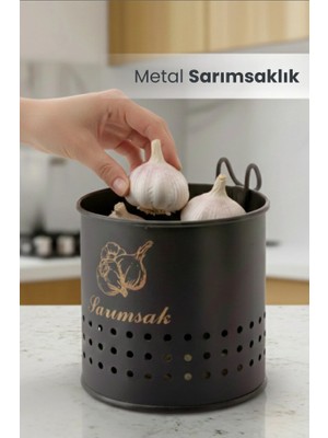 Orvila Metal Lüx Asılabilir Sarımsaklık Kova Sarımsak Saklama Kabı