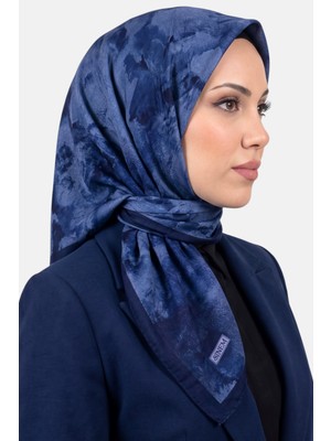 Hadiora Kadın Mavi Soyut Desenli Dikişli Yazma