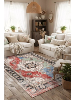 West Home Makinede Yıkanabilir Kaymaz Taban Leke Tutmaz Dijital Mutfak Halısı Salon Halısı ve  Yolluk