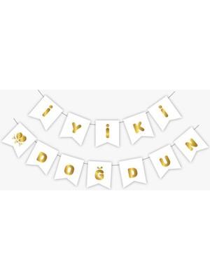 Borapack Iyiki Doğdun Banner Beyaz Gold Yazı