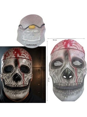 Pandoli Halloween Kırılmaz Sert Plastik Kanlı Kuru Kafa Maskesi 1 Adet Yetişkin 27X18 cm