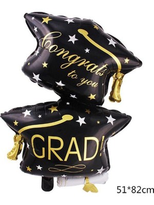 Pandoli Congrats To You Grad Mezuniyetin Kutlu Olsun Folyo Balon 82X51 cm Siyah Renk