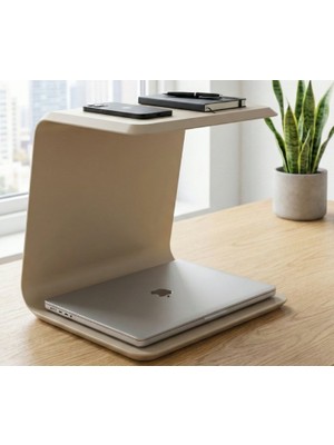 3D Baskı Zamanı Minimalist Masaüstü Laptop Standı - Ergonomik Yükseltici ve Ofis Düzenleyici