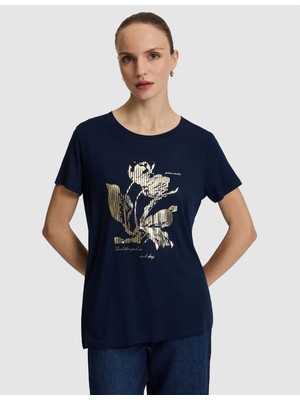 Pierre Cardin Kadın Lacivert Comfort Fit Tişört 50319856-VR033