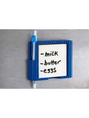 3D Baskı Zamanı Buzdolabı Notluk ve Kalem Tutucu - 3D Tasarım Pratik Mutfak Organizer (Mavi)