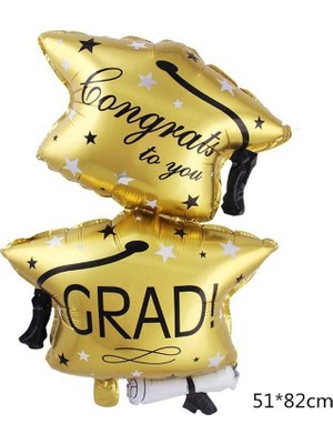 Pandoli Congrats To You Grad Mezuniyetin Kutlu Olsun Folyo Balon 82X51 cm Altın Renk