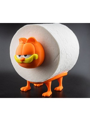 3D Baskı Zamanı Garfield Temalı Dekoratif Tuvalet Kağıdı Standı - Eğlenceli Banyo Aksesuarı ve Düzenleyici