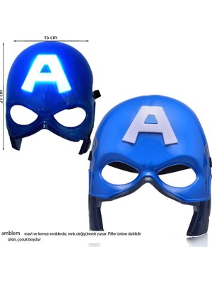Pandoli Kaptan Amerika Captain America Maskesi Işıklı Çocuk Boy 1 Adet 21X16 cm
