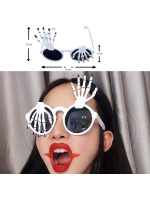 Pandoli Beyaz Renk Halloween Iskelet Eli Şekilli Camlı Parti Gözlüğü 1 Adet