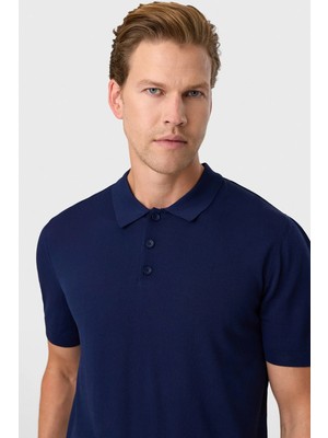 Back And Bond Lacivert Regular Fit Polo Yaka Triko Tişört