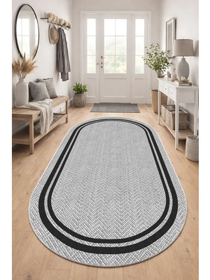 West Home Makinede Yıkanabilir Kaymaz Taban Leke Tutmaz Dijital Oval Mutfak Halısı Salon Halısı ve  Yolluk