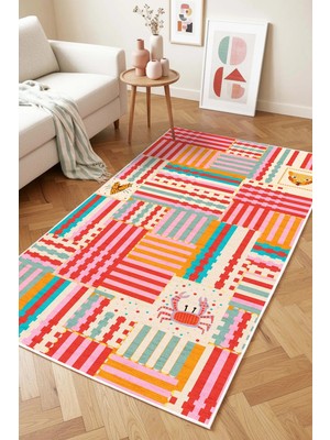 West Home Makinede Yıkanabilir Kaymaz Taban Leke Tutmaz Dijital Salon Halısı Mutfak Halısı Kilim ve Yolluk