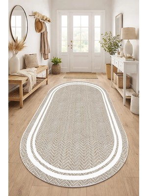 West Home Makinede Yıkanabilir Kaymaz Taban Leke Tutmaz Dijital Oval Mutfak Halısı Salon Halısı ve  Yolluk