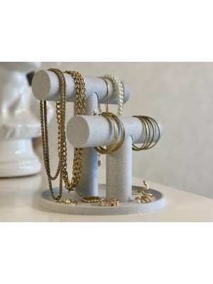 3D Baskı Zamanı Mermer Görünümlü Dekoratif Takı Standı - Çok Amaçlı Kolye, Bileklik ve Yüzük Organizer