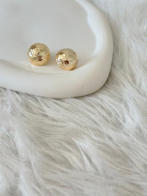 Revoia Yuvarlak Form Dokulu Gold Küpe