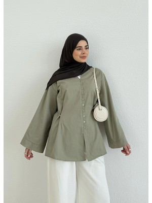 Moda Aksa 262043 Çift Kat Vual Gömlek Yeşil