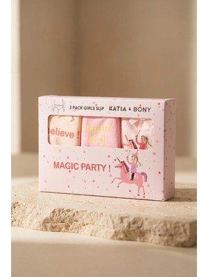 Katia & Bony Kız Çocuk 3'lü Unicorn Kutulu Slip Pembe