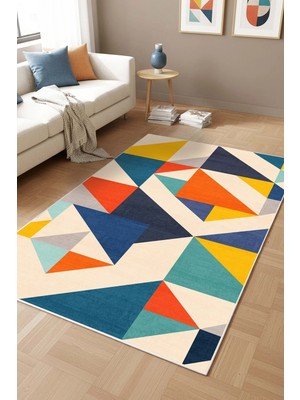 West Home Makinede Yıkanabilir Kaymaz Taban Leke Tutmaz Dijital Salon Halısı Mutfak Halısı Kilim ve Yolluk