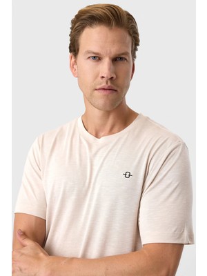 Back And Bond Regular Fit Bej Basic Tişört