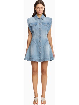 Acler Hinckley Denim Kadın Mini Elbise