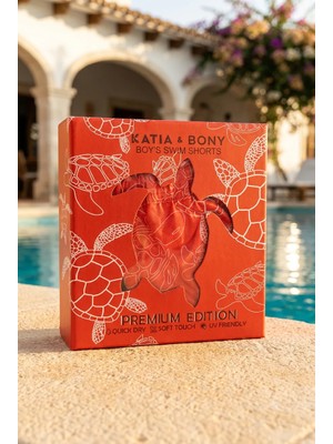 Katia & Bony Erkek Çocuk Mediterranean Premium Kutulu  Kaplumbağa Desenli Mercan Deniz Şortu