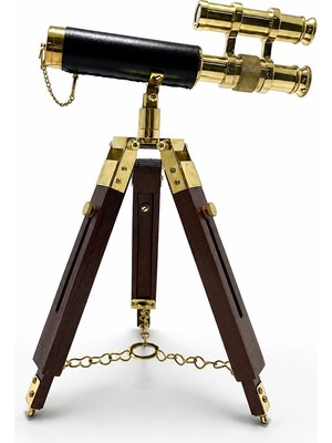 Tekinhediyelik Pirinç Tripod Teleskop Dekoru Ahşap Ayaklı NI5392B