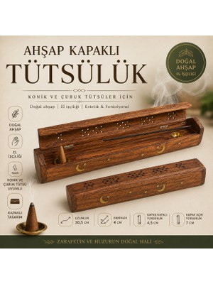 İki Yedi Konsept Arboral 772 Yıldız Figürlü Ahşap Tütsülük Kapaklı Çubuk ve Konik Tütsü Kutusu