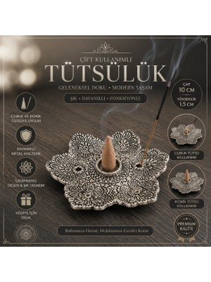 İki Yedi Konsept Florenza Metal Çiçek Tütsülük, Çubuk ve Konik Tütsü Aparatı, Dekoratif Ev Ofis Hediye Objesi
