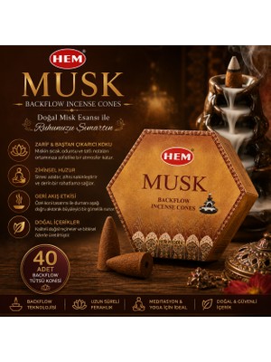İki Yedi Konsept Hem Musk 40 Adet Geri Akış Tütsü Konisi Misk Kokulu Backflow Tütsü Aromatik Koku Meditasyon