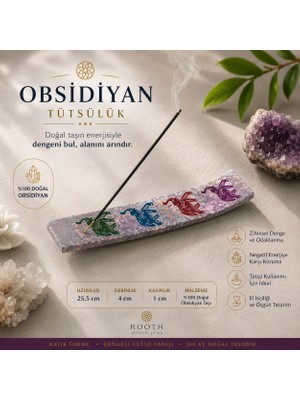 İki Yedi Konsept Obsidiyan Tütsülük, Doğal Taş Dekoratif Tütsü Tabağı, Meditasyon Yoga ve Spiritüel Hediye