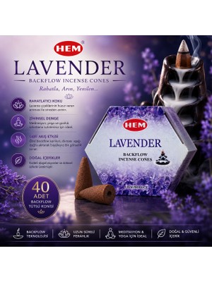İki Yedi Konsept Hem Lavender 40 Adet Geri Akış Tütsü Konisi Lavanta Kokulu Backflow Tütsü Aromatik Koku Meditasyon