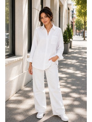 Hayalet Premium Pamuk Dokuma Kadın Müslin Gömlek – Uzun Tunik - Loose Fit / Bol Kesim