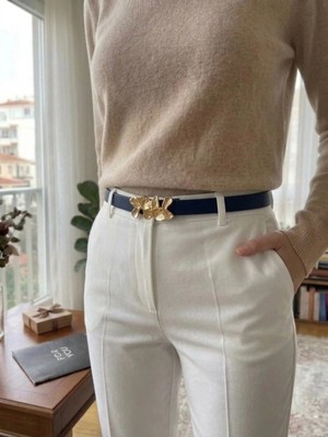 Fiori Ithal Oval Gold Tokalı Ince Kemer, Pantolon Kemeri, Gömlek Kemeri, Ceket Kemeri