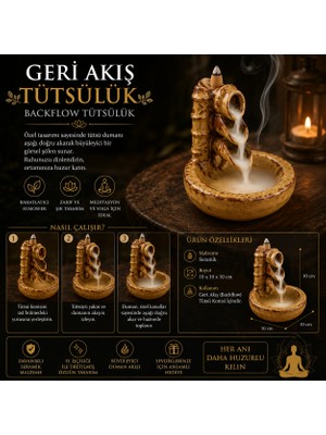 İki Yedi Konsept Bambution Seramik Geri Akış Tütsülük Backflow Bambu Tasarım Otantik Şelale Akışlı Toprak Dekoratif