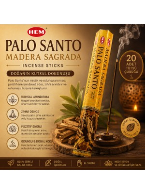 İki Yedi Konsept Hem Palo Santo Madera Sagrada Tütsü Çubuğu 20 Adet Odunsu Aromalı Çubuk Tütsü Aromatik Koku