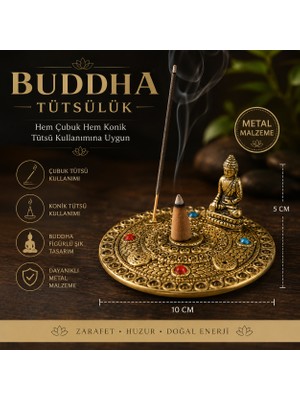 İki Yedi Konsept Altın Renk Buddha Tütsülük, Çubuk ve Konik Tütsü Aparatı, Meditasyon Yoga Ev Dekoru