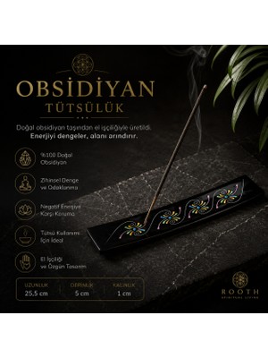 İki Yedi Konsept Obsidiyan Tütsülük, Doğal Taş Tütsü Tabağı, Spiritüel Dekorasyon, Meditasyon ve Yoga Aksesuarı