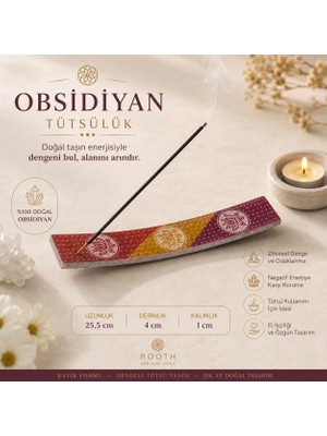 İki Yedi Konsept Obsidiyan Taş Tütsülük, Dekoratif Tütsü Tabağı, Meditasyon Aksesuarı, Yoga ve Ev Dekoru