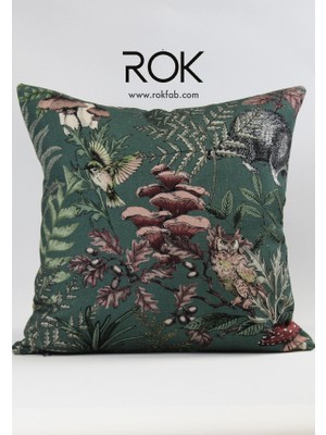 Rokfab Çiçek Desenli Kırlent Kılıfı 45X45 cm Dekoratif Yastık Kılıfı