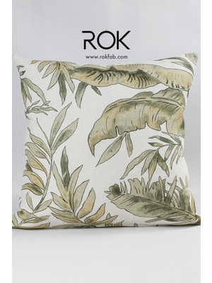 Rokfab Çiçek Desenli Kırlent Kılıfı 45X45 cm Dekoratif Yastık Kılıfı