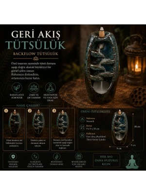 İki Yedi Konsept Kromalit Seramik Geri Akış Tütsülük Backflow Duman Şelalesi Meditasyon Yoga Tasarım Hediyelik Obje