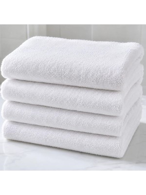 Orbit 2'li 50X90 cm Beyaz Eponj El ve Yüz Havlusu 390 Gr/m² Yumuşak Bukleli Düz Desensiz Banyo Misafir Kuaför Otel Tipi Günlük Havlu