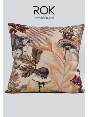 Rokfab Çiçek Desenli Kırlent Kılıfı 45X45 cm Dekoratif Yastık Kılıfı