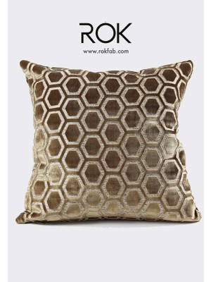 Rokfab Altıgen Desenli Kırlent Kılıfı 45X45 cm Dekoratif Yastık Kılıfı