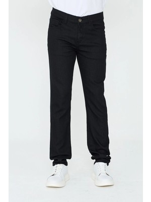 White Stone Siyah Dynamic Fit Mikro Desenli Yazlık Kot Pantolon