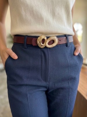 Fiori Ithal Oval Gold Tokalı Ince Kemer, Pantolon Kemeri, Gömlek Kemeri, Ceket Kemeri