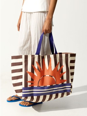 Parfois Kadın Desenli Çizgili Shopper Çanta