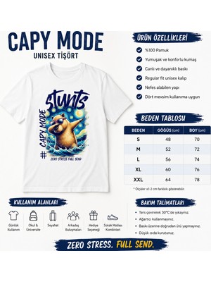 Tişört Kodu Capy Mode Unisex Tişört – Komik Kapibara Baskılı Grafik Tişört
