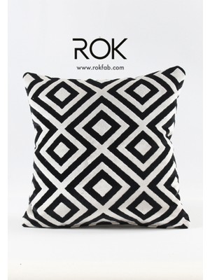 Rokfab Geometrik Desenli Kırlent Kılıfı 45X45 cm Dekoratif Yastık Kılıfı